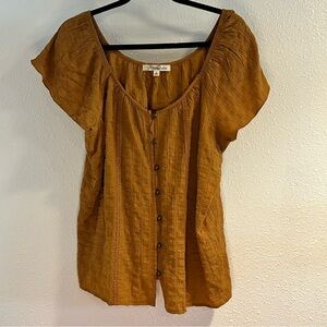 Rewind Mustard Yellow Button-Down Blouse Size Large